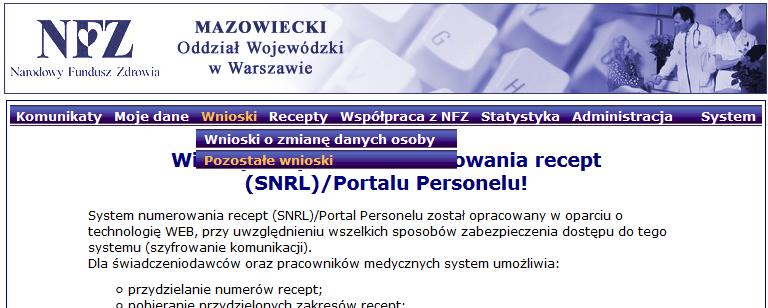 Następnie należy zaznaczyć jakiego rodzaju wnioskodawca chce posiadać uprawnienia do wystawiania recept refundowanych (można zaznaczyć więcej niż jedną opcję).