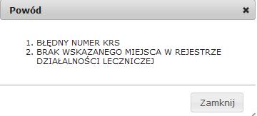 Jeśli wniosek został błędnie wypełniony status wniosku zmieni się na do uzupełnienia i w podglądzie