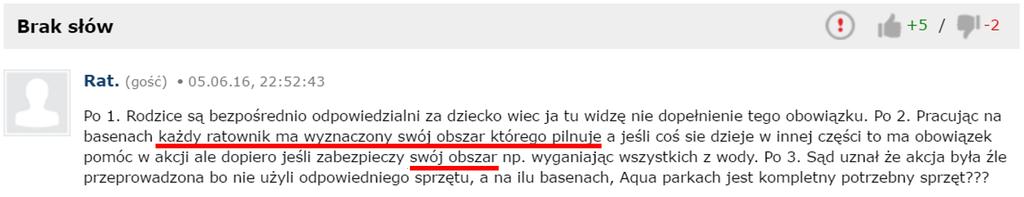 Kopie komentarzy pod informacją o zakończeniu procesu ratowników Zatem można mniemać, że wyrażenie strefa nadzoru to zwrot znany ratownikom, jednak z dużym prawdopodobieństwem
