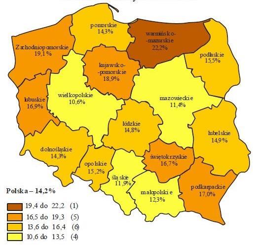poniższym rys. Wykres 10. Struktura bezrobotnych ze względu na długość pozostawania bez pracy w woj.