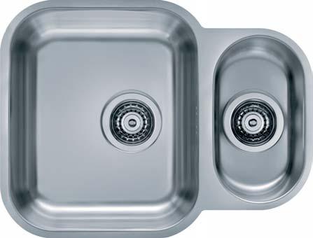 Kombinacja komór podwieszanych Duo 70, wykonanych ze stali szlachetnej, idealnie dopasuje si do blatu z kamienia, kompozytu mineralnego lub