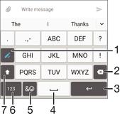 Jak wprowadzać tekst za pomocą funkcji pisania przeciągnięciami 1 Po wyświetleniu klawiatury ekranowej przesuwaj palec od litery do litery, aby utworzyć żądany wyraz.