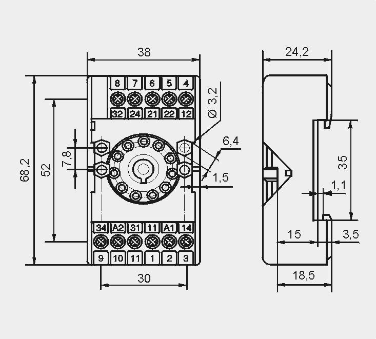 5922 PZ11 ❶ Do R15-3P Montaż na szynie mm wg