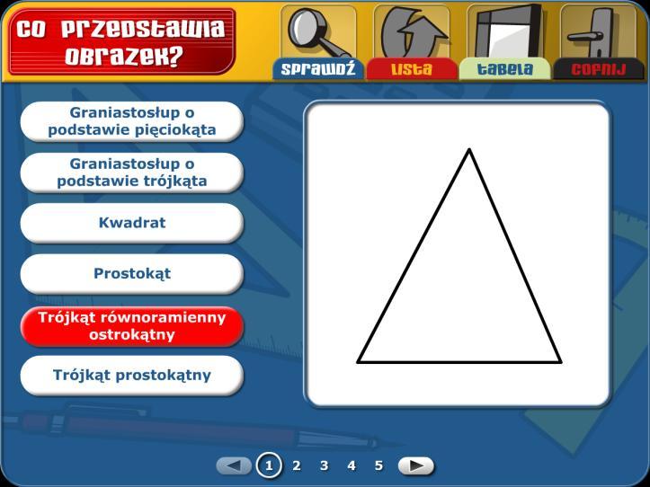 Typy zadań Co przedstawia obrazek? Na białym tle przedstawiane są różne figury geometryczne i bryły. Twoim zadaniem jest poprawnie określić nazwę przedstawionej figury lub bryły.