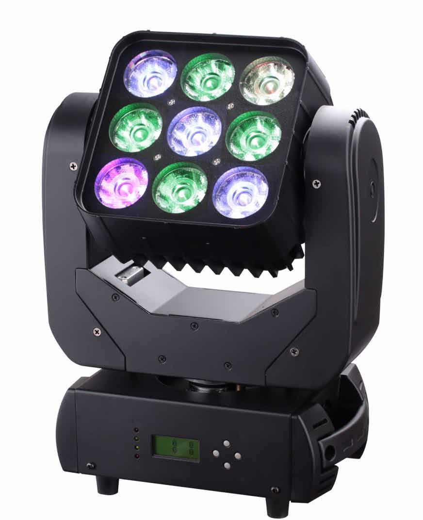 FULL COLOR RGB LED GŁOWY MINI LED MATRIX 9 x 10W Fractal Lights MINI LED MATRIX 9x10 W to znakomity WASH posiadający 9 mocnych diod LED CREE.