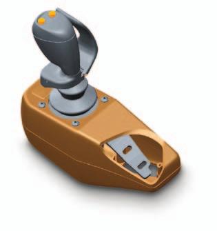 Aby sterować ładowaczem, operator musi trzymać joystick, odchylając osłonę.