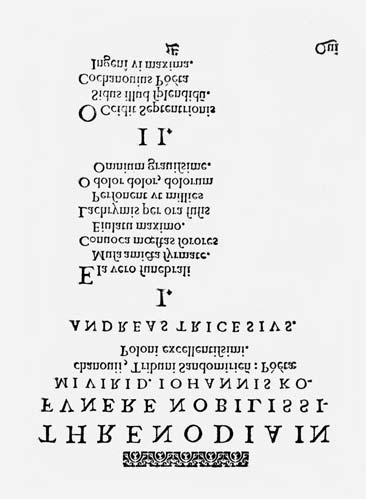 96 Andrzej Trzecieski, Threnodia in funere..., poczåtek poematu. Utwór wydrukowany na koñcu ksiåºki Sebastiana Klonowica íale Nagrobne..., Kraków 1585 mgr Szeib jeszcze nie wiedziaæ, kto pisaæ list.