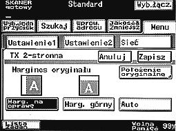 3 Zapisywanie dokumentów Określanie ustawienia 2w1 1 Dotknąć [Menu]. 2 Dotknąć [Ustawienie 1], a następnie [2w1]. Dotknąć klawisz ponownie, aby anulować ustawienia. Klawisz zostanie podświetlony.
