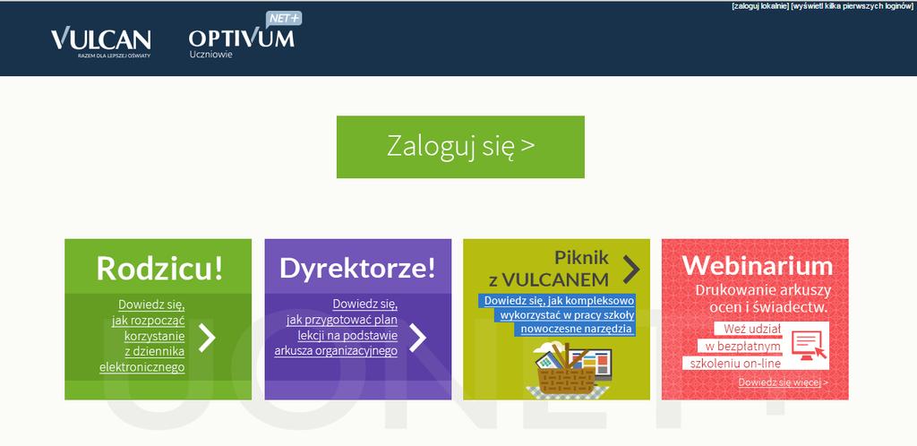 Informacje podstawowe o systemie Uczniowie Optivum NET+ Kliknąć odnośnik Załóż konto.