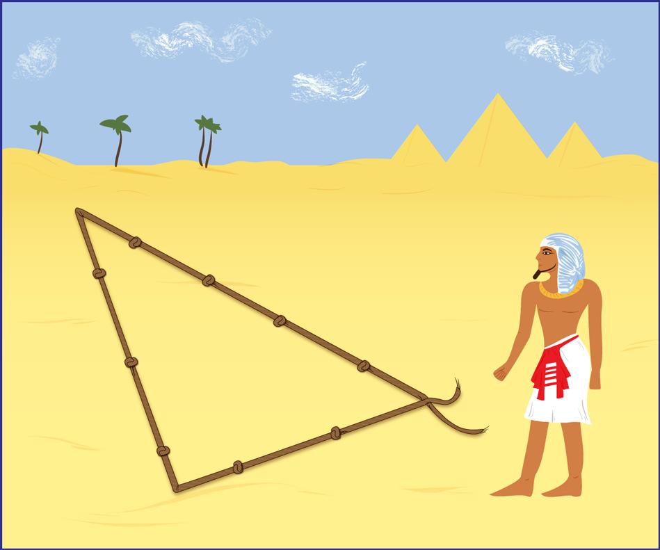 Odtąd trójkąt o bokach 3, 4, 5 nazywamy trójkątem egipskim i jest on chyba jednym
