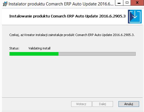 Rys. 5 Postęp instalacji Comarch ERP Auto Update Po