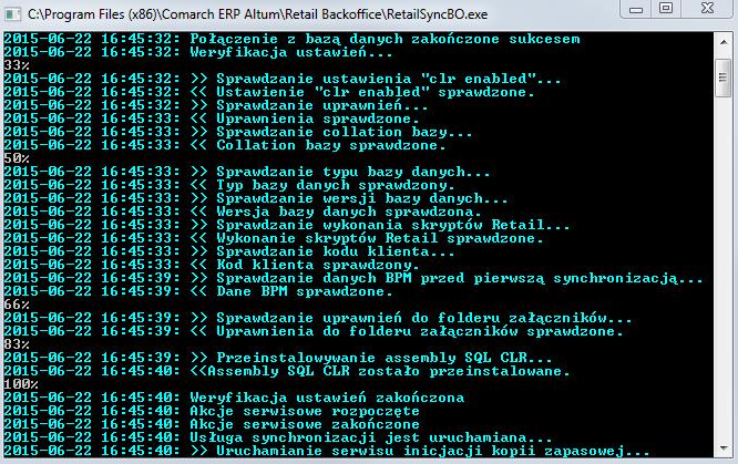86 Uruchomienie usługi Comarch ERP Synchronization Backoffice Alternatywnie, synchronizację można uruchomić w trybie konsolowym.