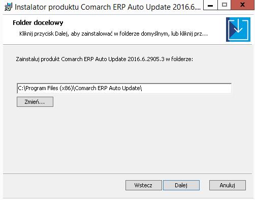 Rys. 4 Wybór katalogu instalacyjnego Następnie należy wybrać folder, w którym zostanie zainstalowany Comarch ERP Auto Update.