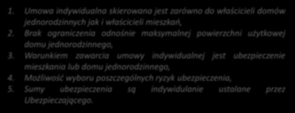 Umowa indywidualna Podstawowe informacje 1. Umowa indywidualna skierowana jest zarówno do właścicieli domów jednorodzinnych jak i właścicieli mieszkań, 2.