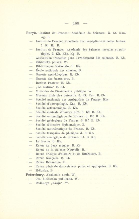 168 Paryż. Institut de France: Academie de Sciences. 3. Kf. Kan. Ag. B. Institut de France: Academie des inscriptions et belles lettres. 1. KI. Kj. B. Institut de France: Academie des Sciences morales et politiques.
