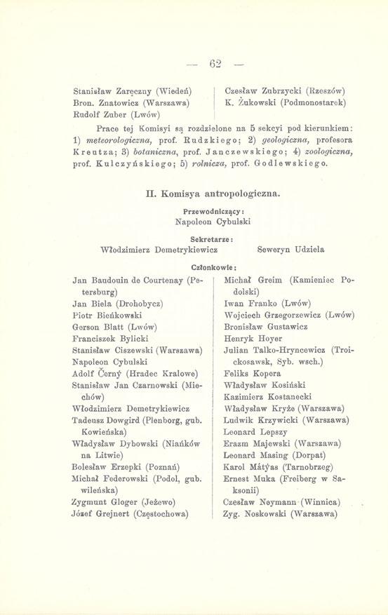 - 62 Stanisław Zaręczny (Wiedeń) j Czesław Zubrzycki (Rzeszów) Bron. Znatowicz (Warszawa)! Iv.