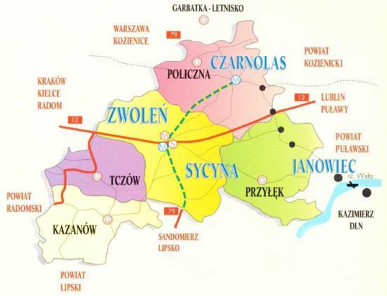 W skład powiatu wchodzi 5 gmin: - Gmina-Miasto Powiatowe Zwoleń - Gmina Kazanów - Gmina Tczów - Gmina Policzna - Gmina