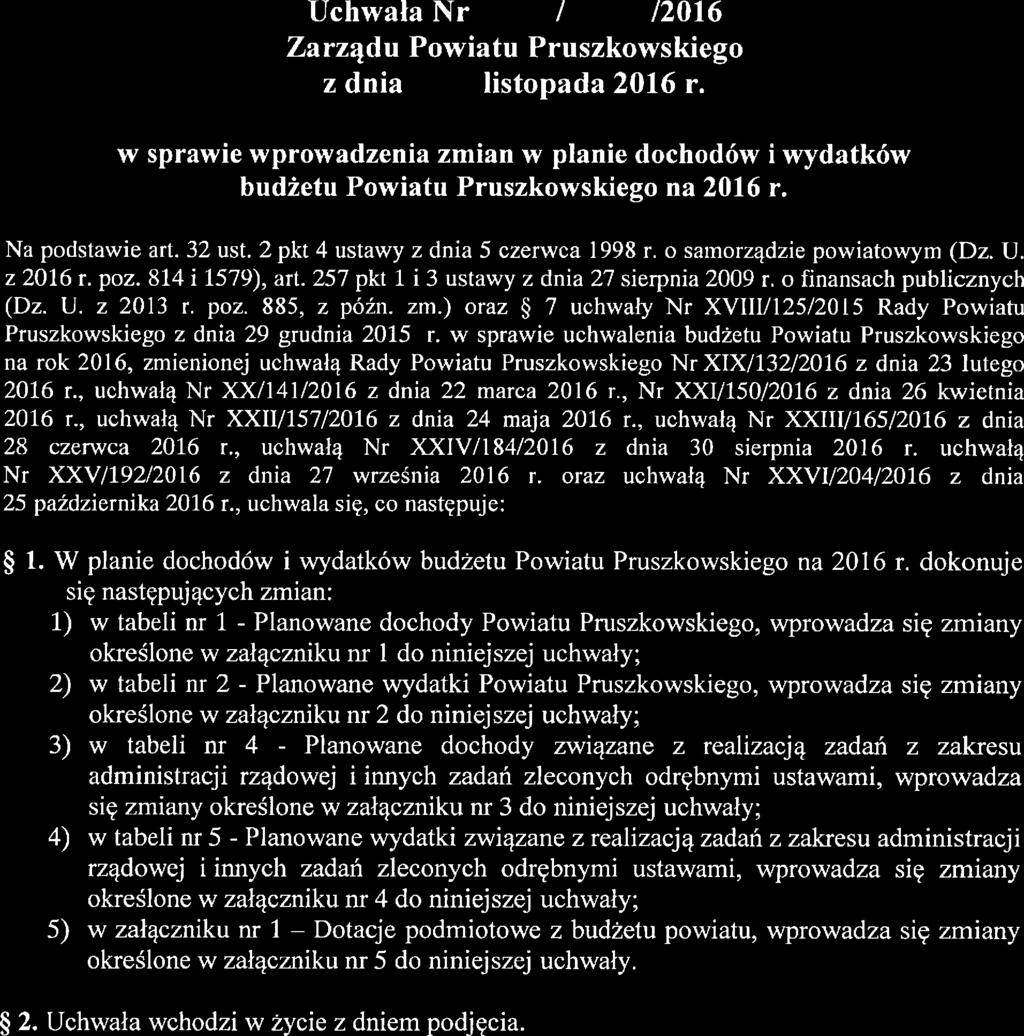 Uchwała Nr Xq4 / /fxbg'/2016 Zarządu Powiatu Pruszkowskiego z dnia '45 listopada 2016 r.