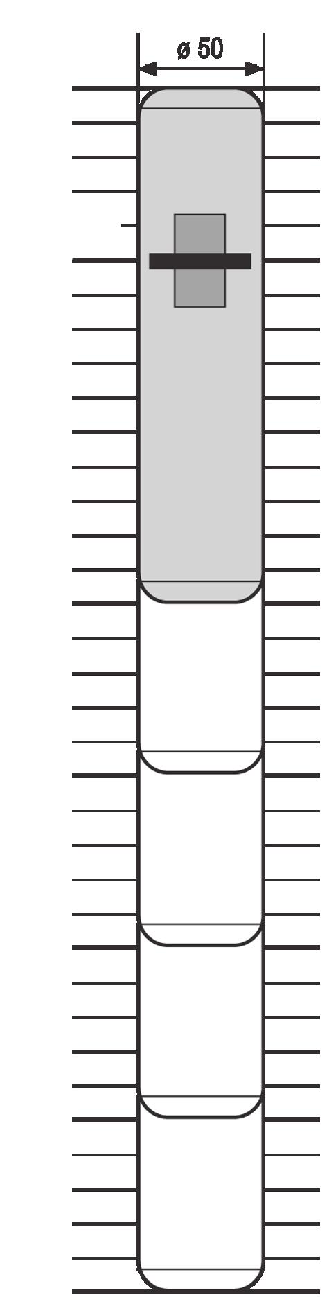 Pływak cylindryczny z tworzywa sztucznego z polipropylenu lub PVDF Materiał Temperatura robocza Ciśnienie robocze Ciśnienie kontrolne Średnica Model pływaka PVDF + 80 C Max. 6 bar Max.