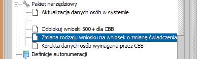 świadczenie wychowawcze drogą elektroniczną: 7. Dodanie w pakiecie narzędziowym operacji korekty danych wszystkich osób w bazie, tak by spełniały wymagania stawiane przez CBB: Operacja ta powoduje: a.