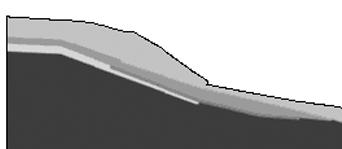 a) b) c) d) Rys. 7. Geometria modelu wraz z mapą kohezji w kolejnych etapach procesu osuwiskowego Rys. 8.