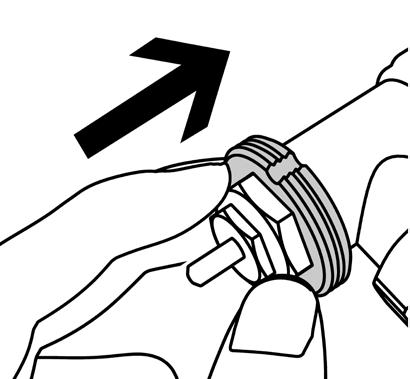 Przekręcić pokrętło na pozycję całkowicie otwartą (Poz. ). Za pomocą śrubokrętu odczepić nasadkę, popychając ją w kierunku korpusu zaworu.