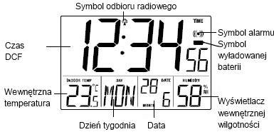 Przyciski sterujące Zegar sterowany radiowo posiada cztery łatwe w obsłudze przyciski: Przycisk SET Używany do wejścia w tryb ustawień aby ustawień następujące funkcje: Strefa czasowa, język,