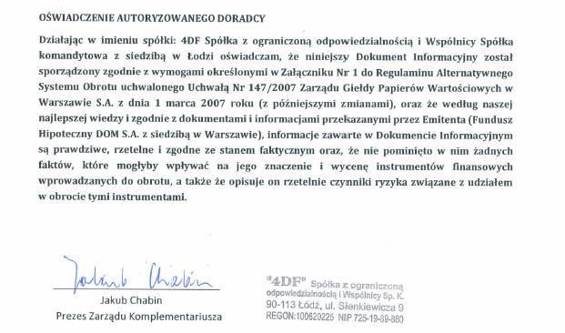 OSOBY ODPOWIEDZIALNE ZA INFORMACJE ZAWARTE W DOKUMENCIE