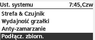 Podłączenie zbiornika TAK/NIE (domyślnie: NIE) Należy wybrać czy jest on podłączony do zbiornika ciepłej wody, czy nie.