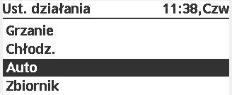 2. Ustawienia działania Zewnętrzne temperatury przełączania z grzania na chłodzenie lub z