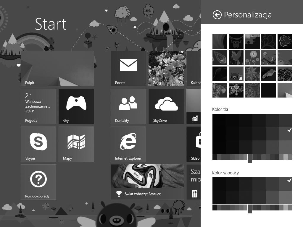 Personalizacja ekranu startowego 49 2 KOŃCZENIE Kliknij gdziekolwiek poza okienkiem Personalizacja, aby je ukryć i pokazać pełny ekran startowy.