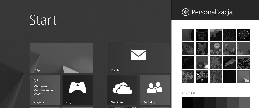 50 Rozdział 2: Personalizacja urządzenia z systemem Windows 8. 2 Możemy teraz spersonalizować nasz ekran startowy tak, aby były na nim tylko często używane przez nas kafelki.