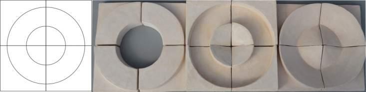 2. IDEA PROJEKTU Rys. 1. Przyk adowa koncepcja rysunkowa modu u ceramicznego, 1a modu ceramiczny, 1b wzór powsta y z powielenia modu u (opracowanie w asne) Fig. 1. Sketch concept of the ceramic module.