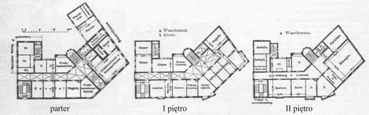 Rys. 9. Urz d Powiatu i Starostwa Kreishaus, 1901 r., proj. Hugo Hartung ( ród o: Plansammlung Technische Universit t Berlin, Mk 1892) Fig. 9. The Office of the District and the County "Kreishaus", 1901, designed by Hugo Hartung.