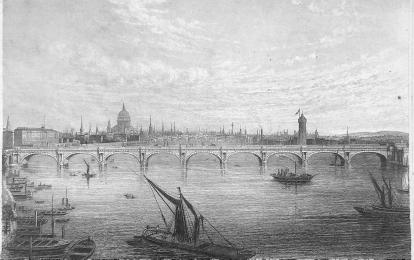 274 Rys. 3. Londyn, most Waterloo, staloryt ok.1850 (zbiory w asne) Fig. 3. Wateroo Bridge, London, grafick 1850 (priv. collection) Rys. 4.