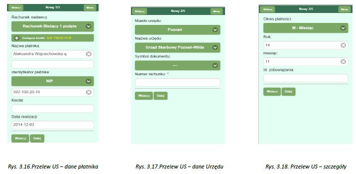 M Miesiąc, D Dekada, J Dzień, O Brak Okresu. Pola rok i miesiąc należy wypełnić zgodnie z wybranym okresem płatności. Kwota. Data realizacji. Id. zobowiązania. Następnie należy kliknąć przycisk.