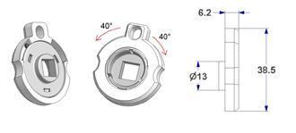 czarny Sprężyna prawelewe T0 42x35x6 mm, kwadrat 8 mm poliamid stal czarny Specjalne ceny brutto na duże ilości i == : rozetami d 45x7 od poz.100.