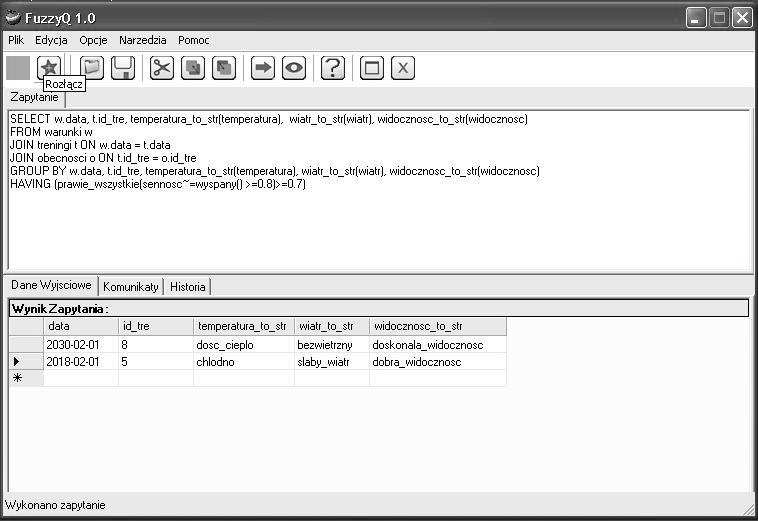 Interpreter wyrażeń rozmytych stosowanych w składni języka SQL Rys. 6.