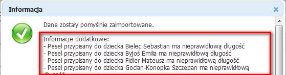 Po naciśnięciu na przycisk ok. import danych zostanie zakończony. 2.