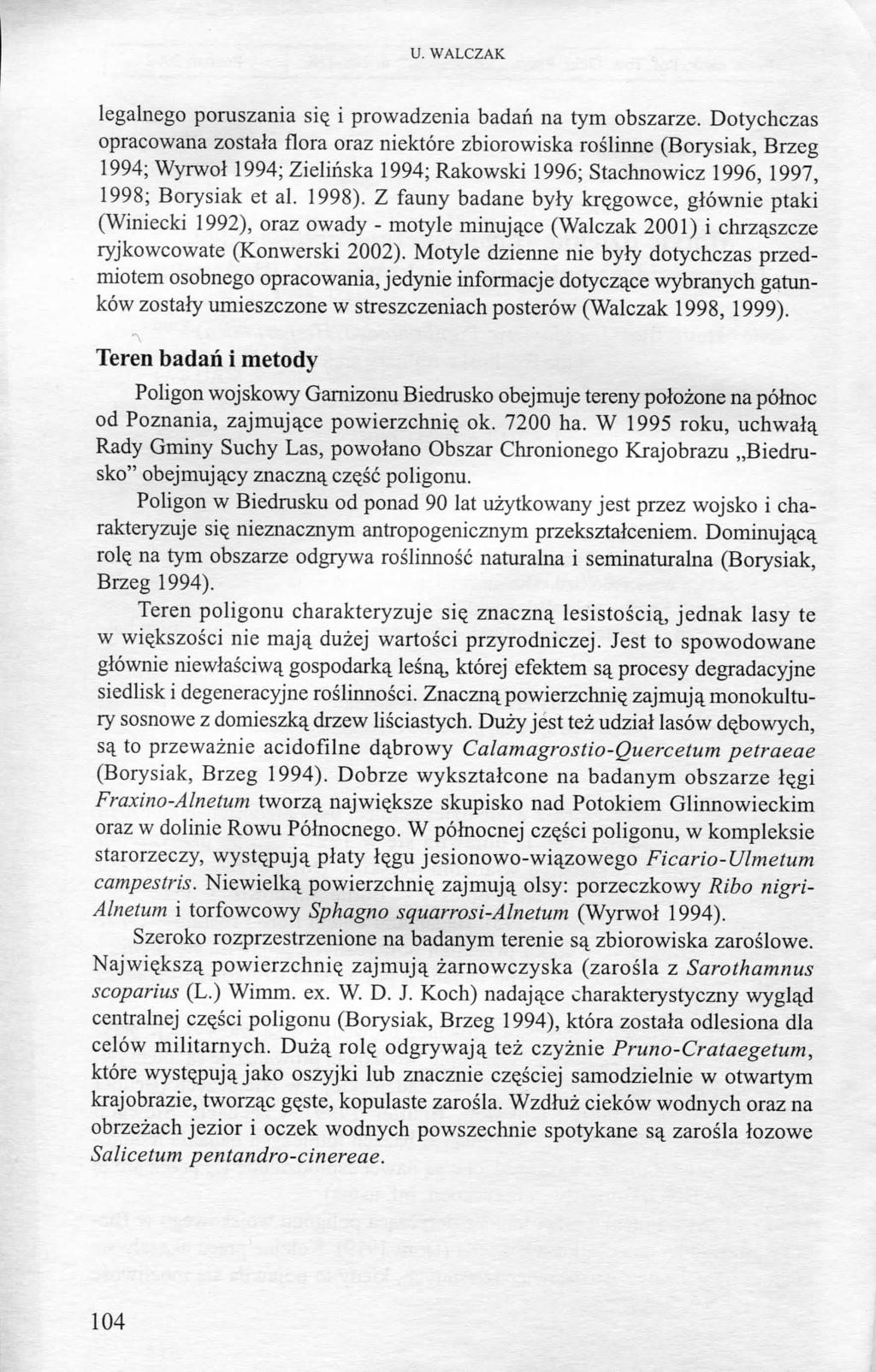 U. WALCZAK legalnego poruszania sie_ i prowadzenia badan na ty obszarze.