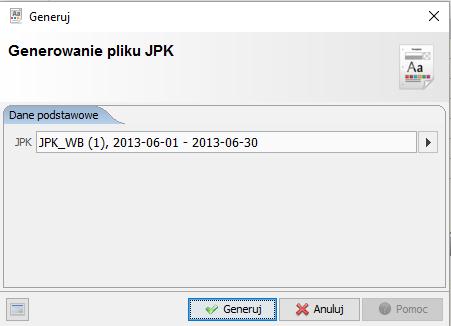 strona 9 z 47 W celu wygenerowania pliku JPK_WB klikamy na Generuj i zapisz JPK Oznacza to, że plik