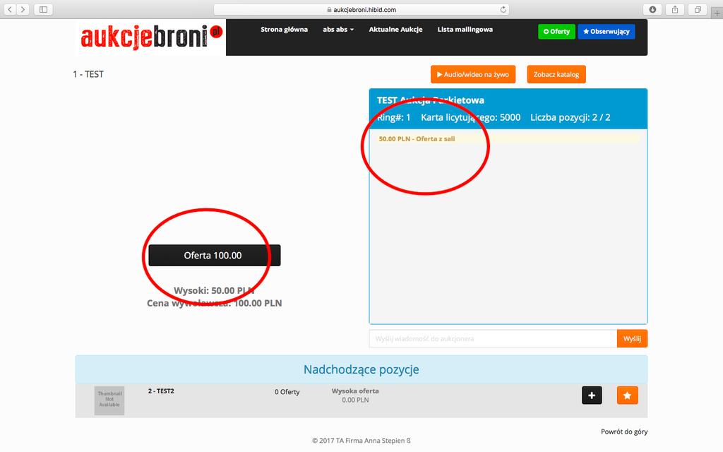 O innych ofertach oraz ofertach złożonych przez osobistych uczestników jesteśmy informowanie w prawym panelu systemu aukcyjnego.