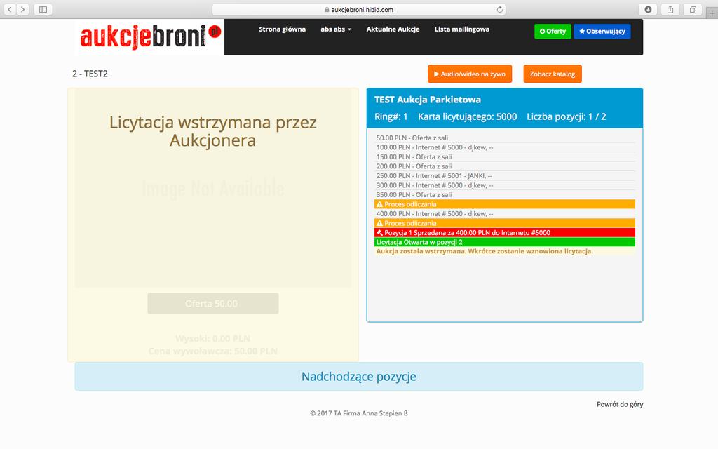 W tym momencie rozpoczęła się jednocześnie licytacja obiektu nr. 2 i możemy już składać ofertę na kolejny obiekt. W trakcie licytacji przewidziana jest przerwa kawowa.