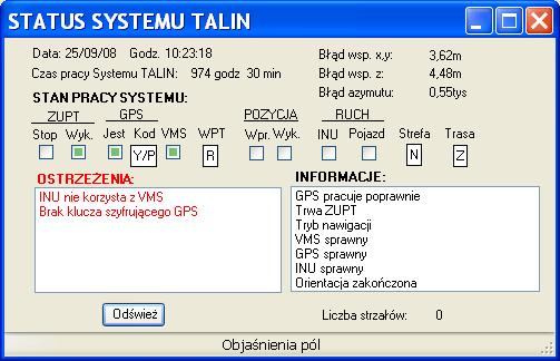 W lewym dolnym rogu okna wyświetlany jest czas trwania testu i liczba wykonanych sprawdzeń urządzeń.