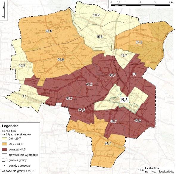 Wykres 12. Liczba podmiotów gospodarczych na 1 tys.