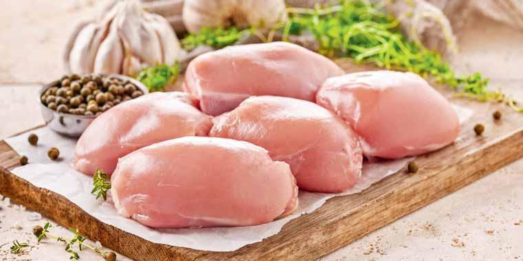 Filet z uda kurczaka 10 Podroby drobiowe żołądki, wątróbki 4 Mięso mielone z szynki 500 g