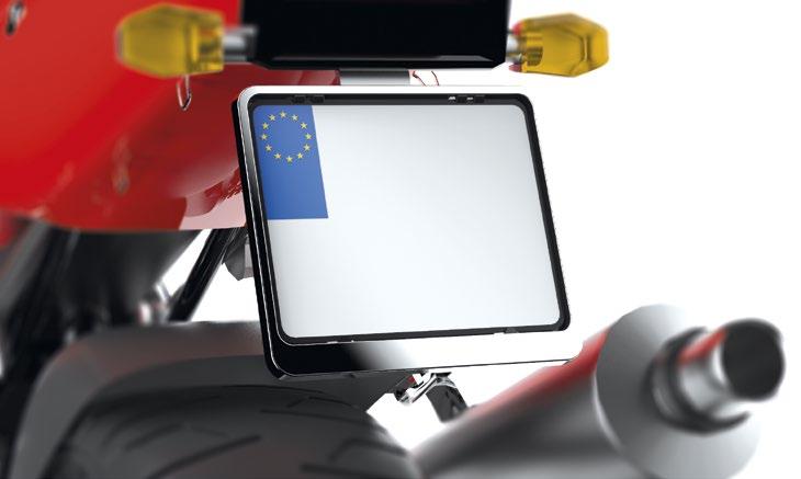 System sprężyn doskonale zabezpiecza ramkę przed drganiami na motocyklu jak również tablicę rejestracyjną przed drganiami wewnątrz ramki.