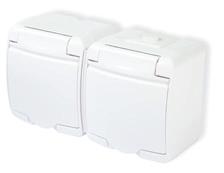 Gniazda podwójne / Double sockets IP54 16A 250V~ GHE-2 GHE-2p GHE-2s* GHE-2 Gniazdo podwójne 2x(2P+Z) (klapka biała) Double socket 2x(2P+Z) (white cover) GHE-2p Gniazdo podwójne 2x(2P+Z) (klapka