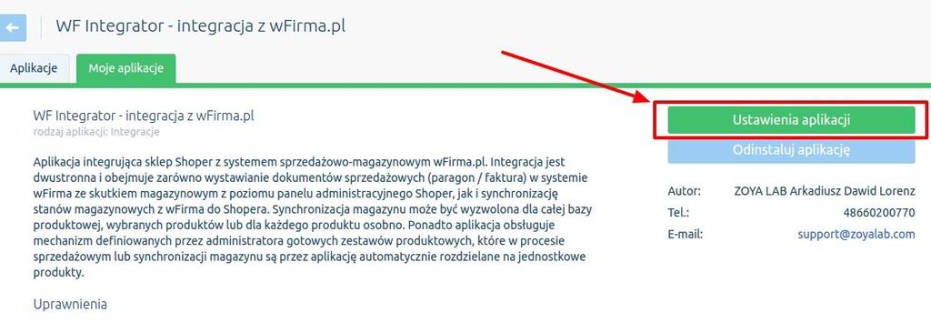Konfiguracja aplikacji Po zainstalowaniu aplikacji w Shoper Appstore należy ją skonfigurować.