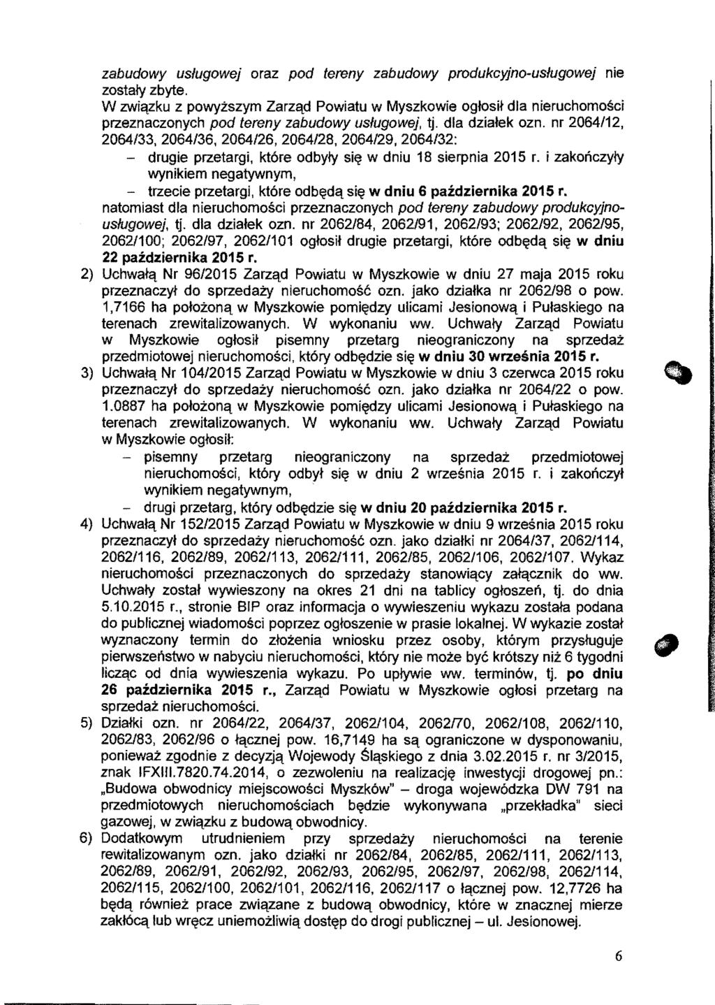 zabudowy uslugowej oraz pod tereny zabudowy produkcyjno-uslugowej nie zostaly zbyte.